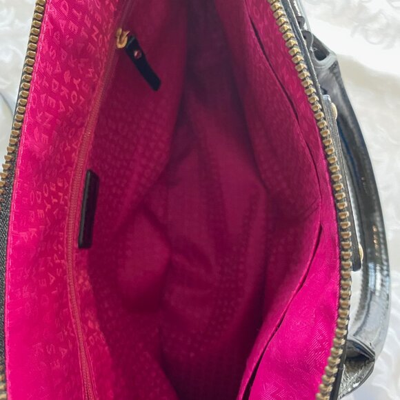 Kate Spade NY Black & White Striped Patent Leather Handbag - Picture 3 of 12